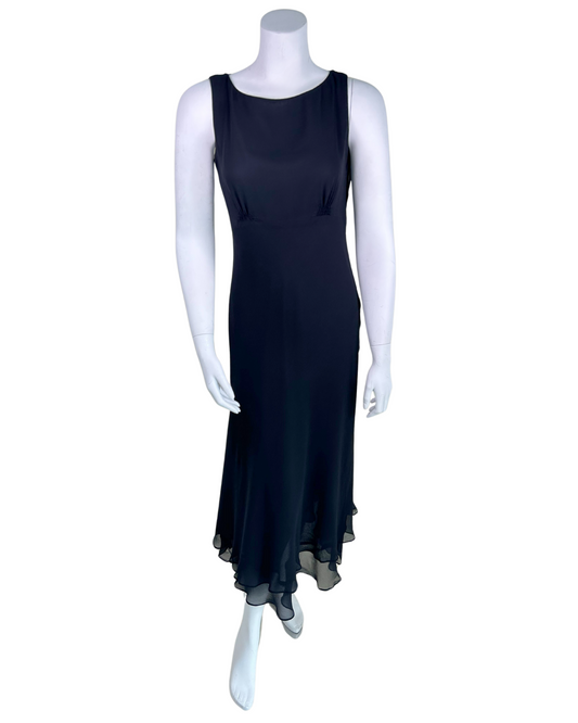 Vintage 1990s Cynthia Howie for Maggy Boutique Black Silk Midi Dress
