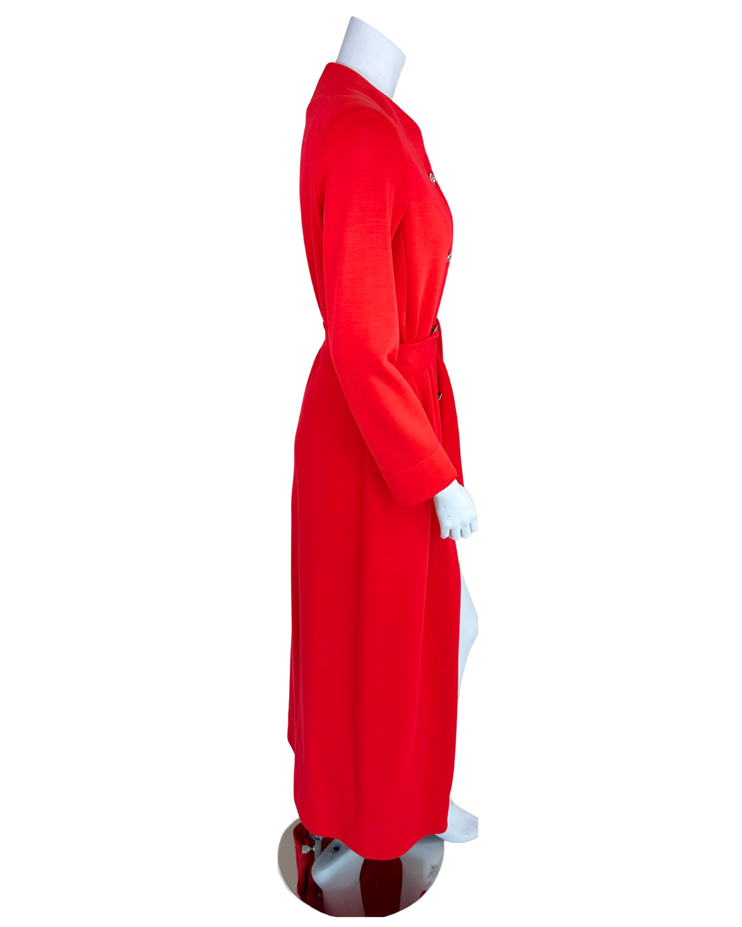 Vintage 1980s Geoffrey Beene Boutique Red Knit Maxi Jacket