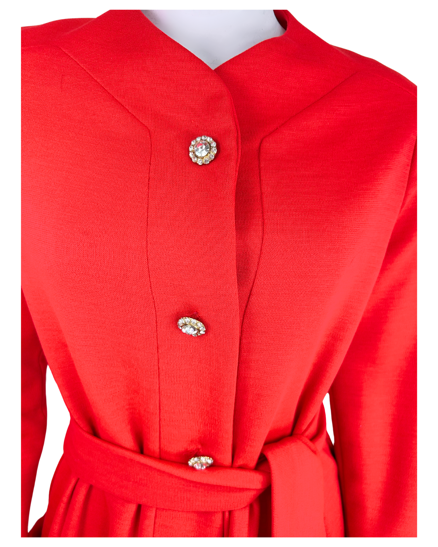 Vintage 1980s Geoffrey Beene Boutique Red Knit Maxi Jacket