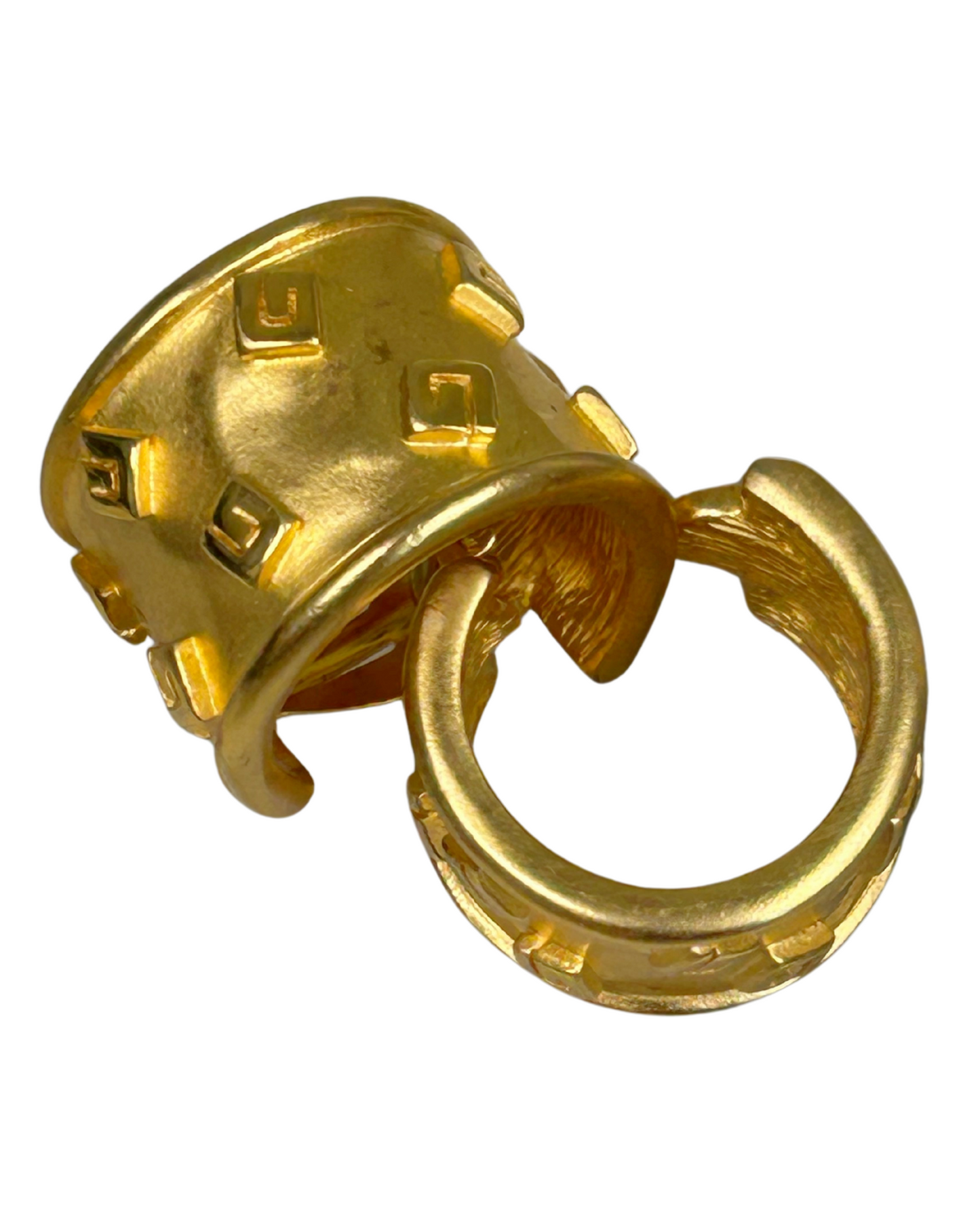 Givenchy Vintage 1980s Gold Logo Clip Earrings