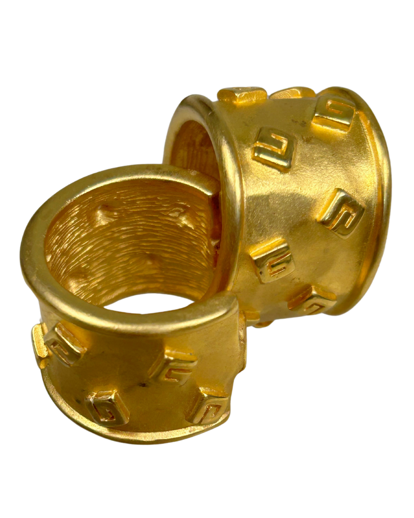 Givenchy Vintage 1980s Gold Logo Clip Earrings