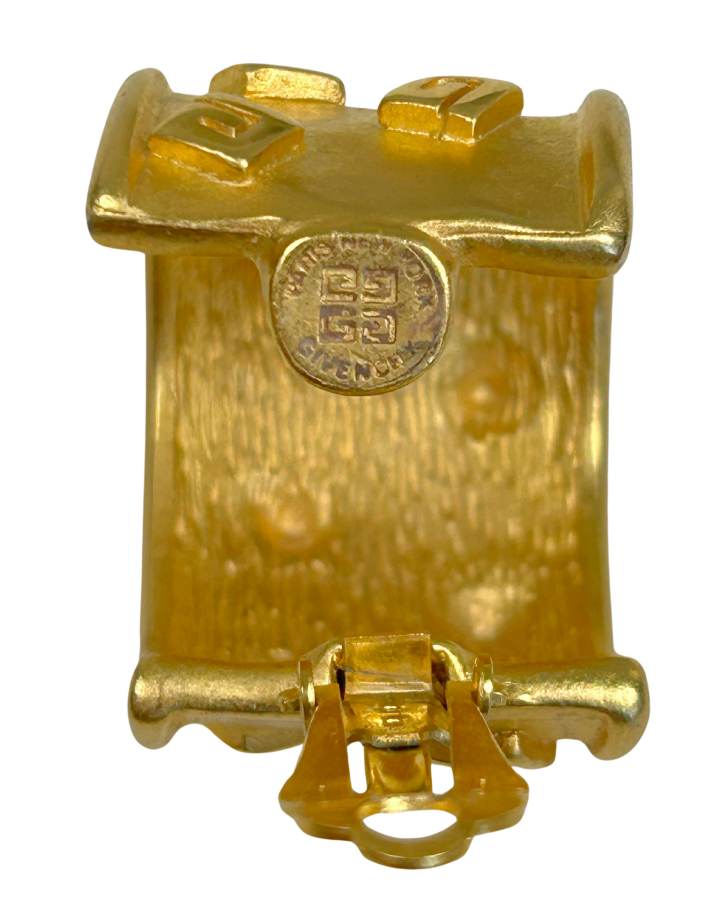 Givenchy Vintage 1980s Gold Logo Clip Earrings