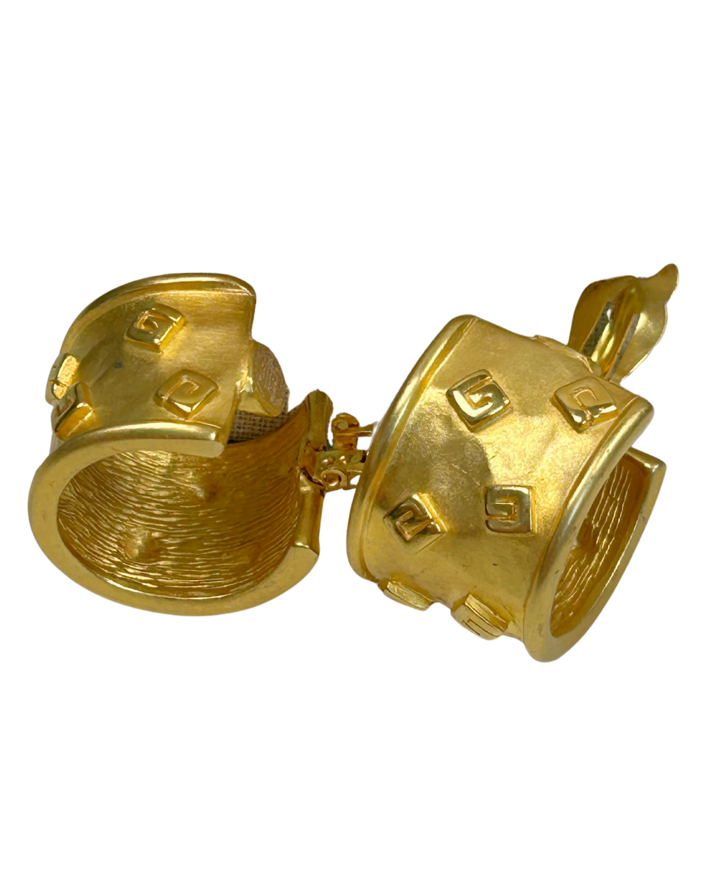 Givenchy Vintage 1980s Gold Logo Clip Earrings