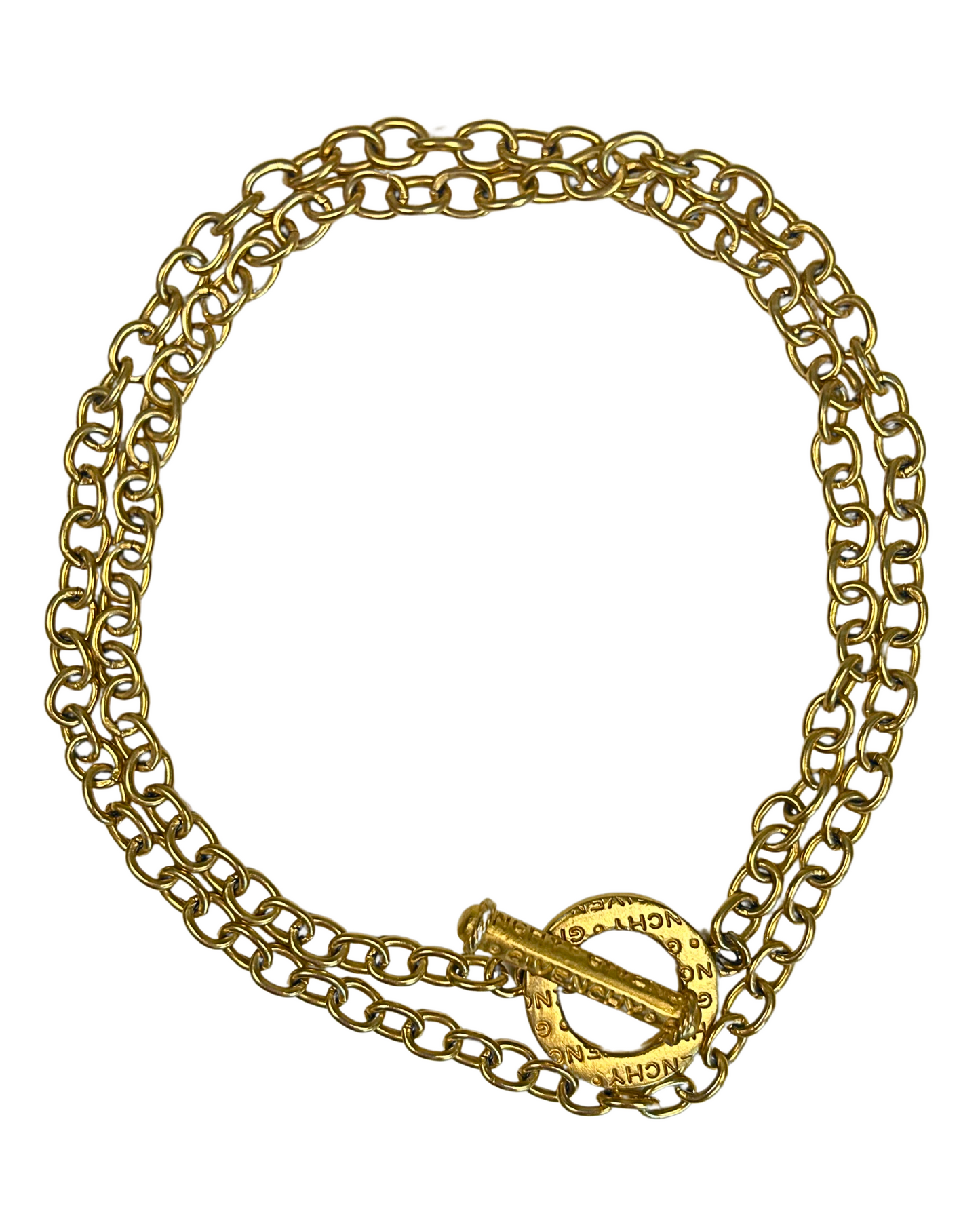 Vintage 1990s Givenchy 14K Gold Plated Logo Toggle Necklace