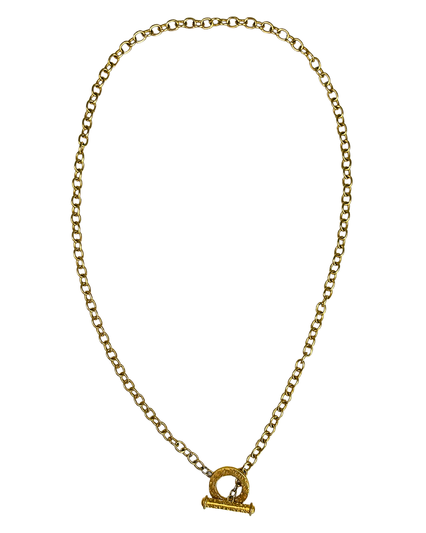 Vintage 1990s Givenchy 14K Gold Plated Logo Toggle Necklace