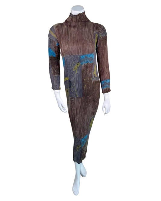 Vintage 90s Issey Miyake Abstract Expressionist Plissé Dress – Main Line