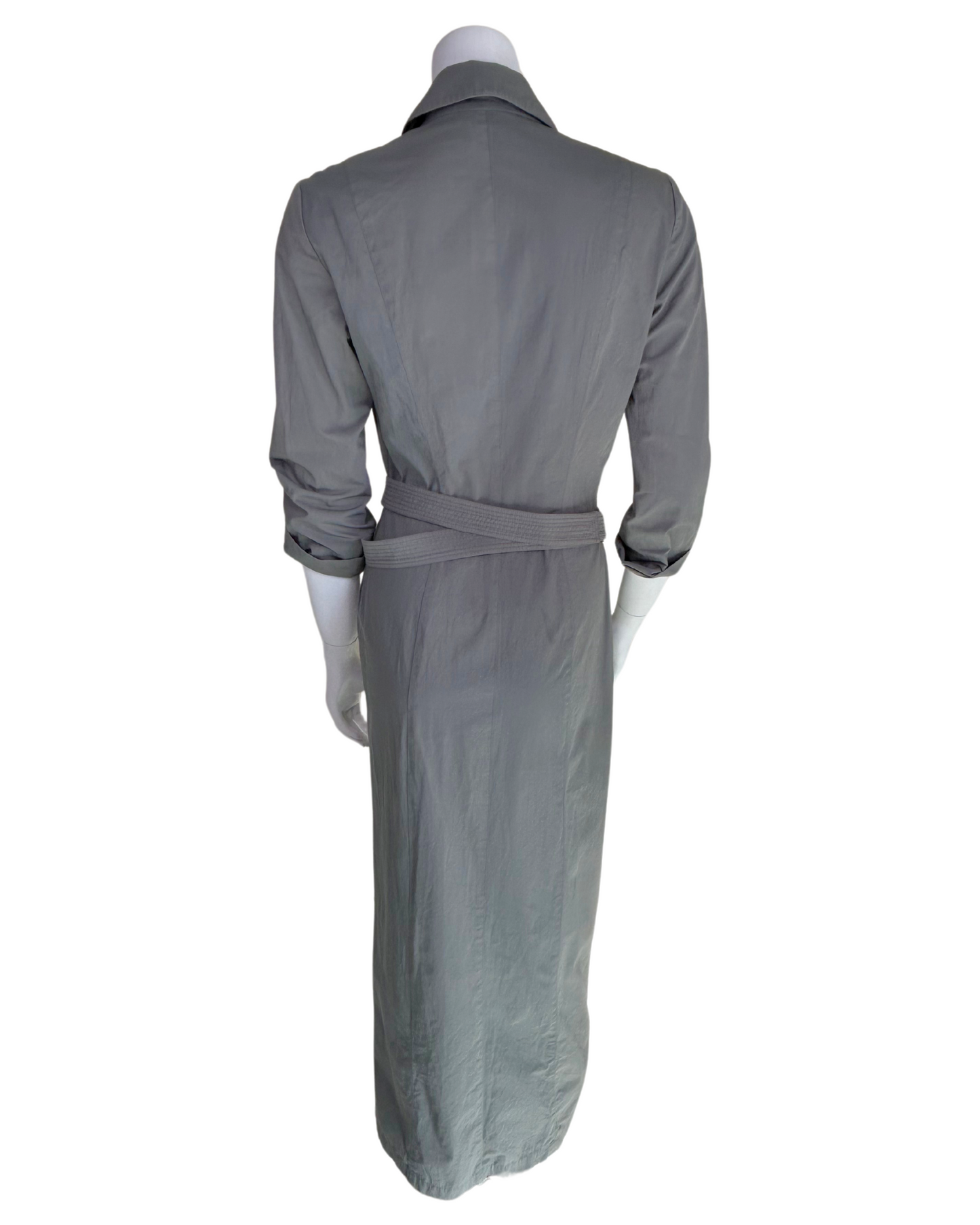 Vintage Mugler Grey Cotton Wrap Shirt Dress