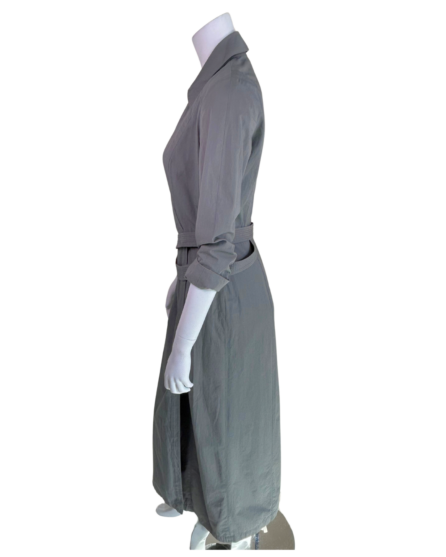 Vintage Mugler Grey Cotton Wrap Shirt Dress