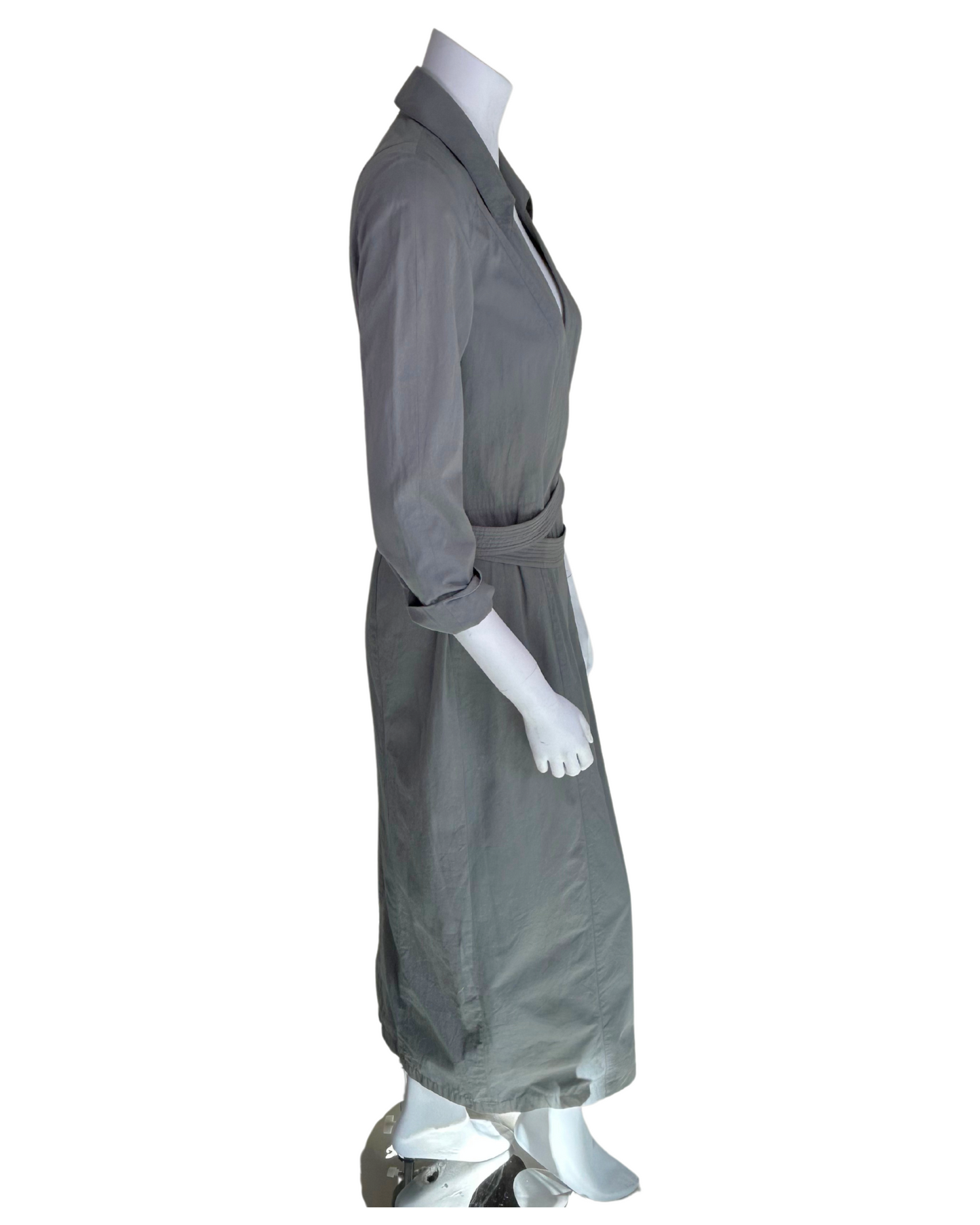 Vintage Mugler Grey Cotton Wrap Shirt Dress
