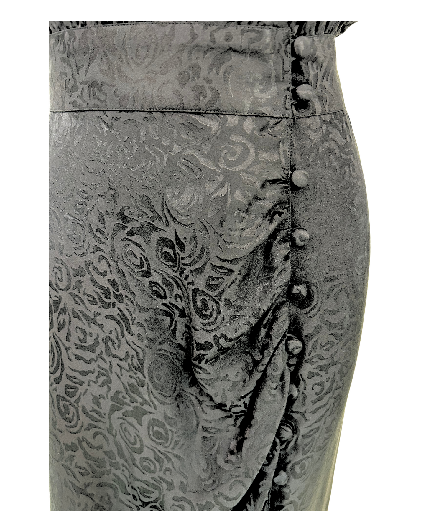 Vintage 1990s Point of View Collection Black Silk Jacquard Dress