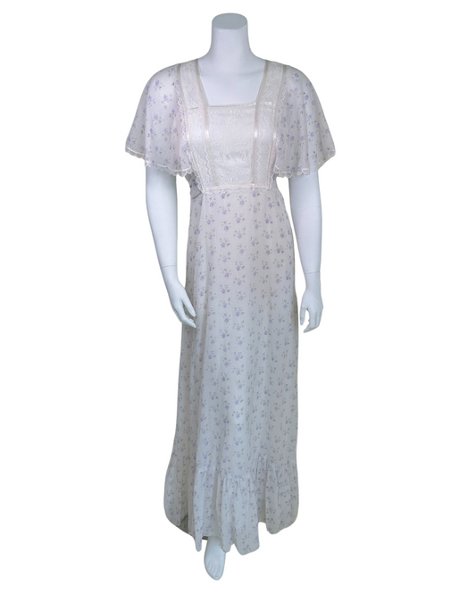 Vintage 1970s Floral Print Prairie Dress