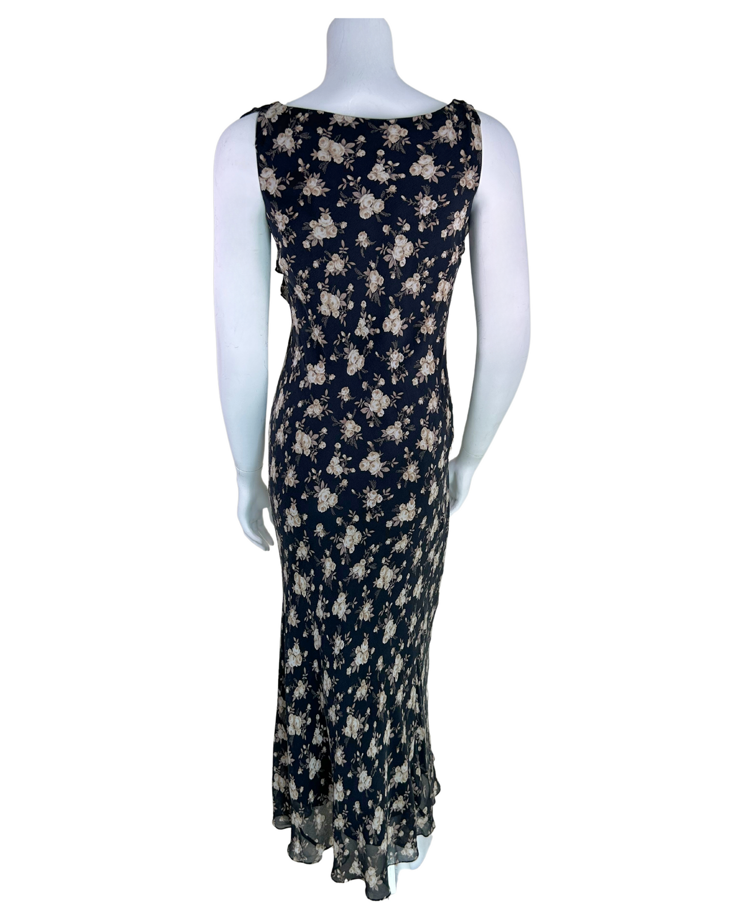 Vintage 1990s Silk Floral Midi Dress - Convertible Back-to-Front Style