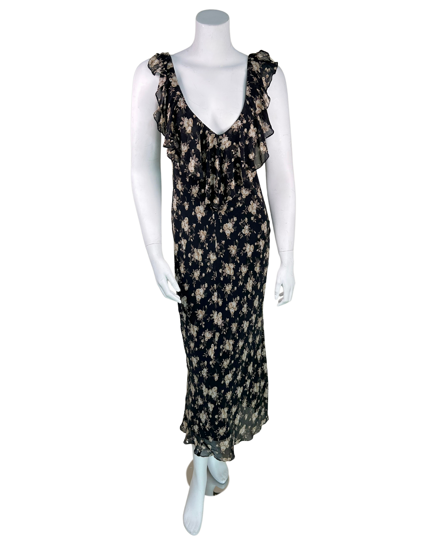 Vintage 1990s Silk Floral Midi Dress - Convertible Back-to-Front Style