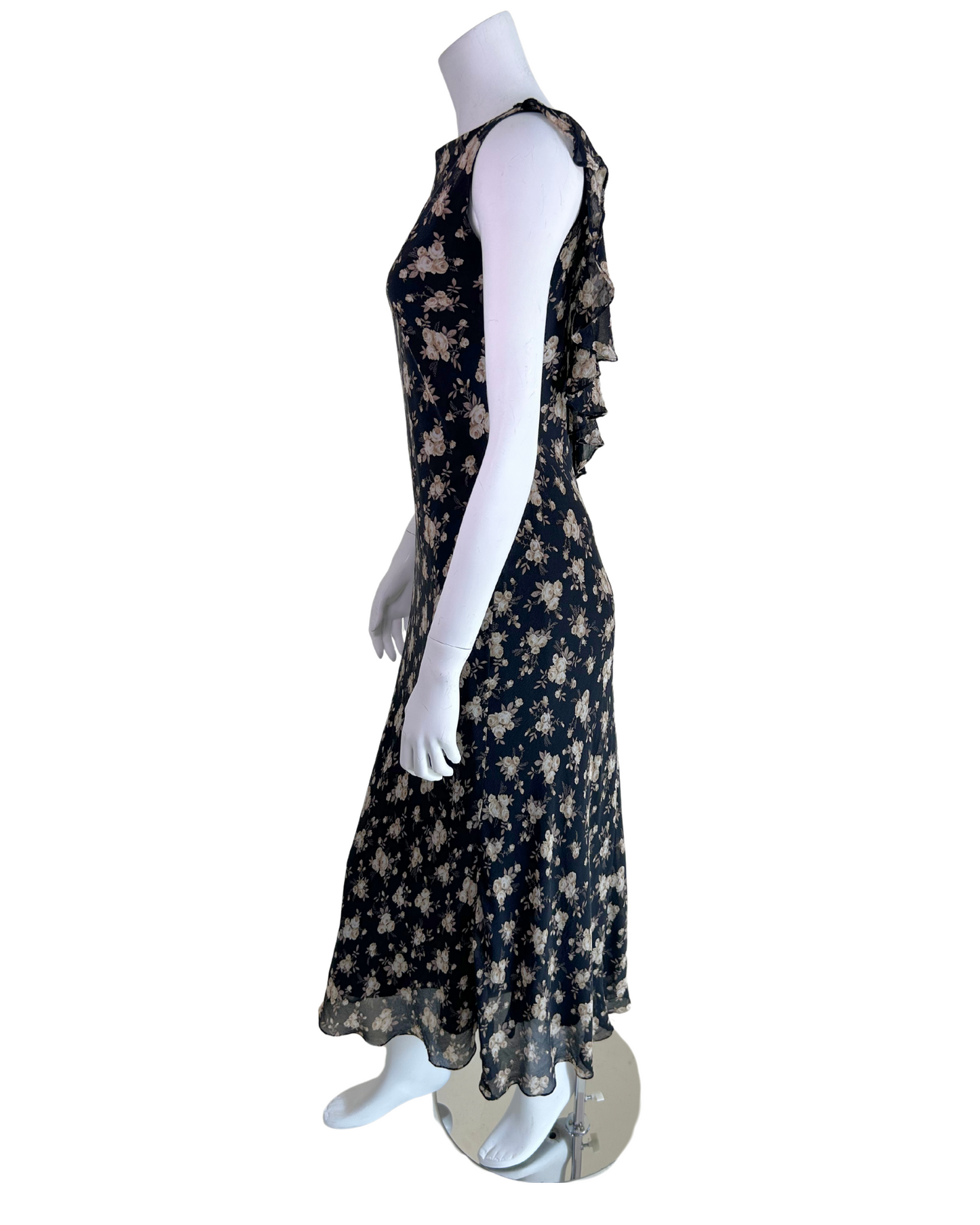 Vintage 1990s Silk Floral Midi Dress - Convertible Back-to-Front Style