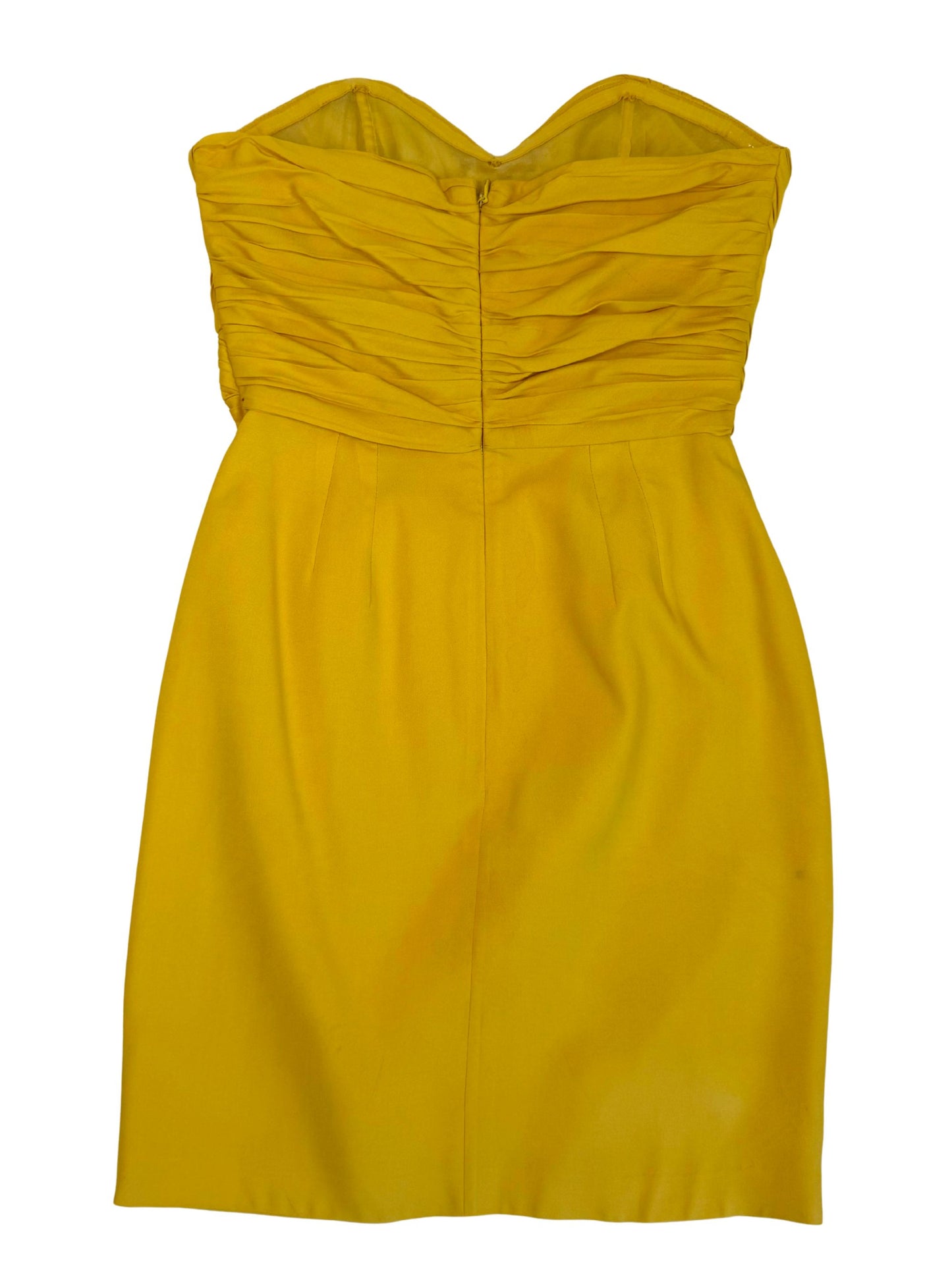Vintage Yaya Aflalo Yellow Silk Ruched Bodice Mini Dress (2000s)