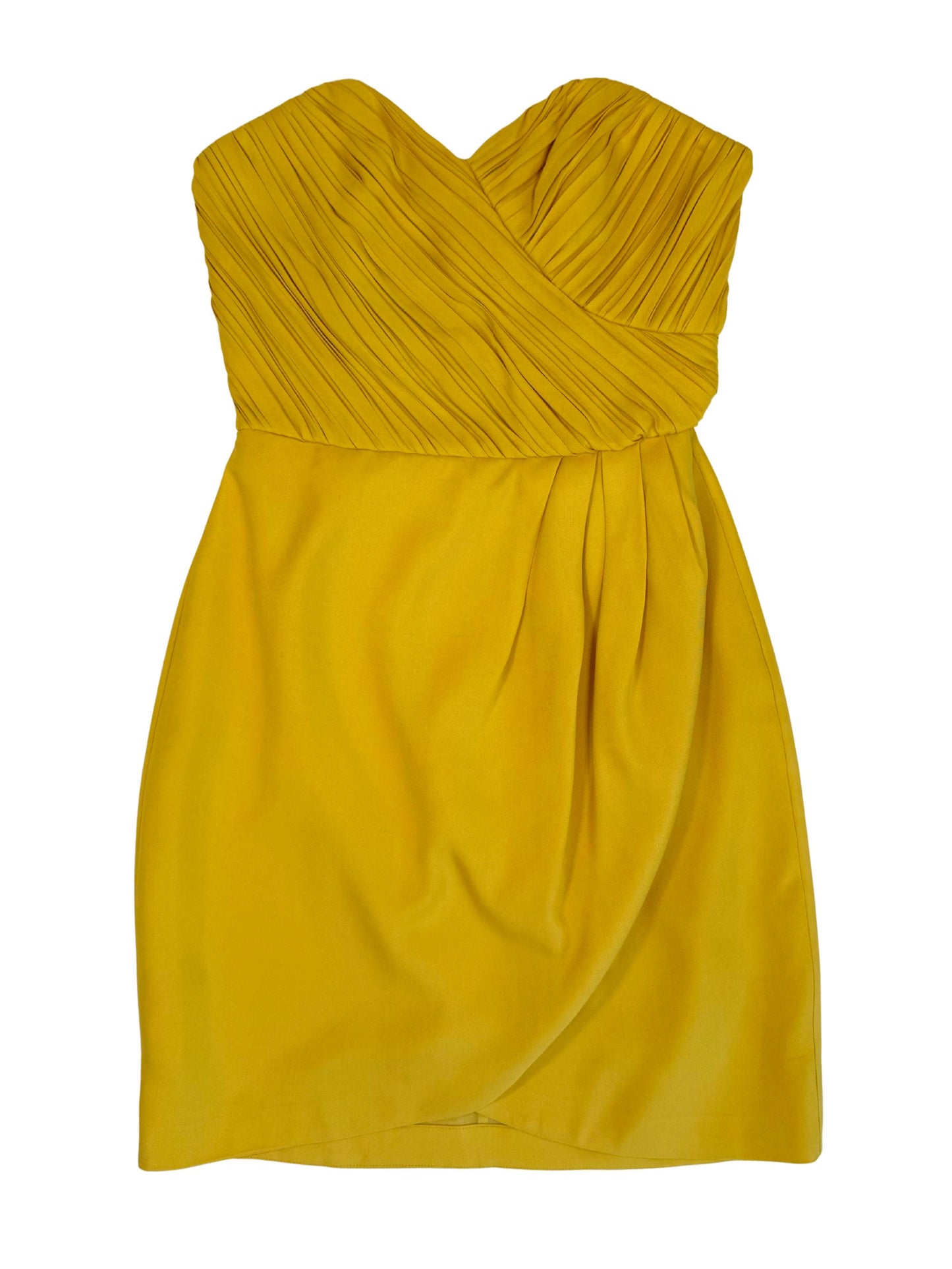 Vintage Yaya Aflalo Yellow Silk Ruched Bodice Mini Dress (2000s)