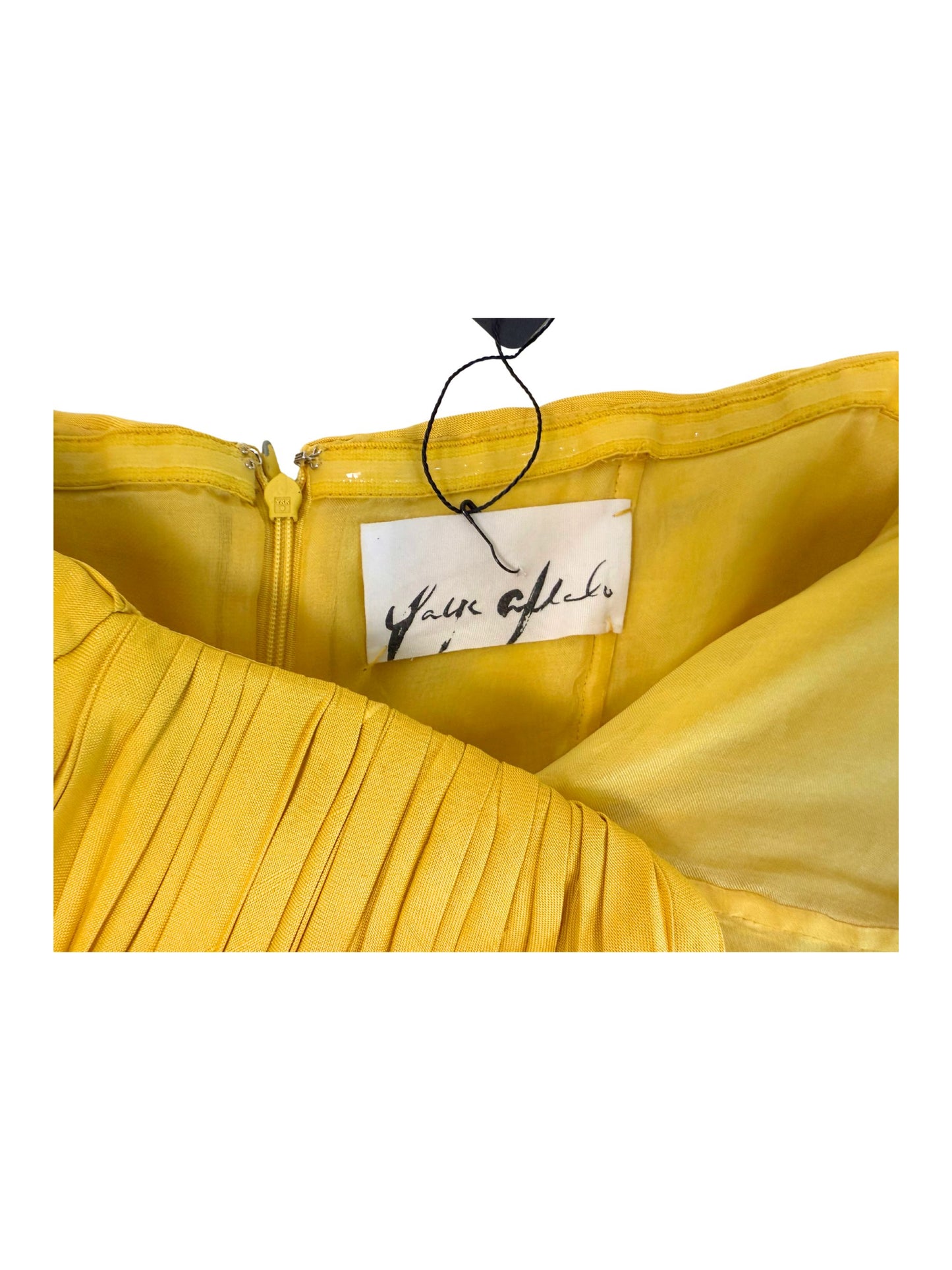 Vintage Yaya Aflalo Yellow Silk Ruched Bodice Mini Dress (2000s)