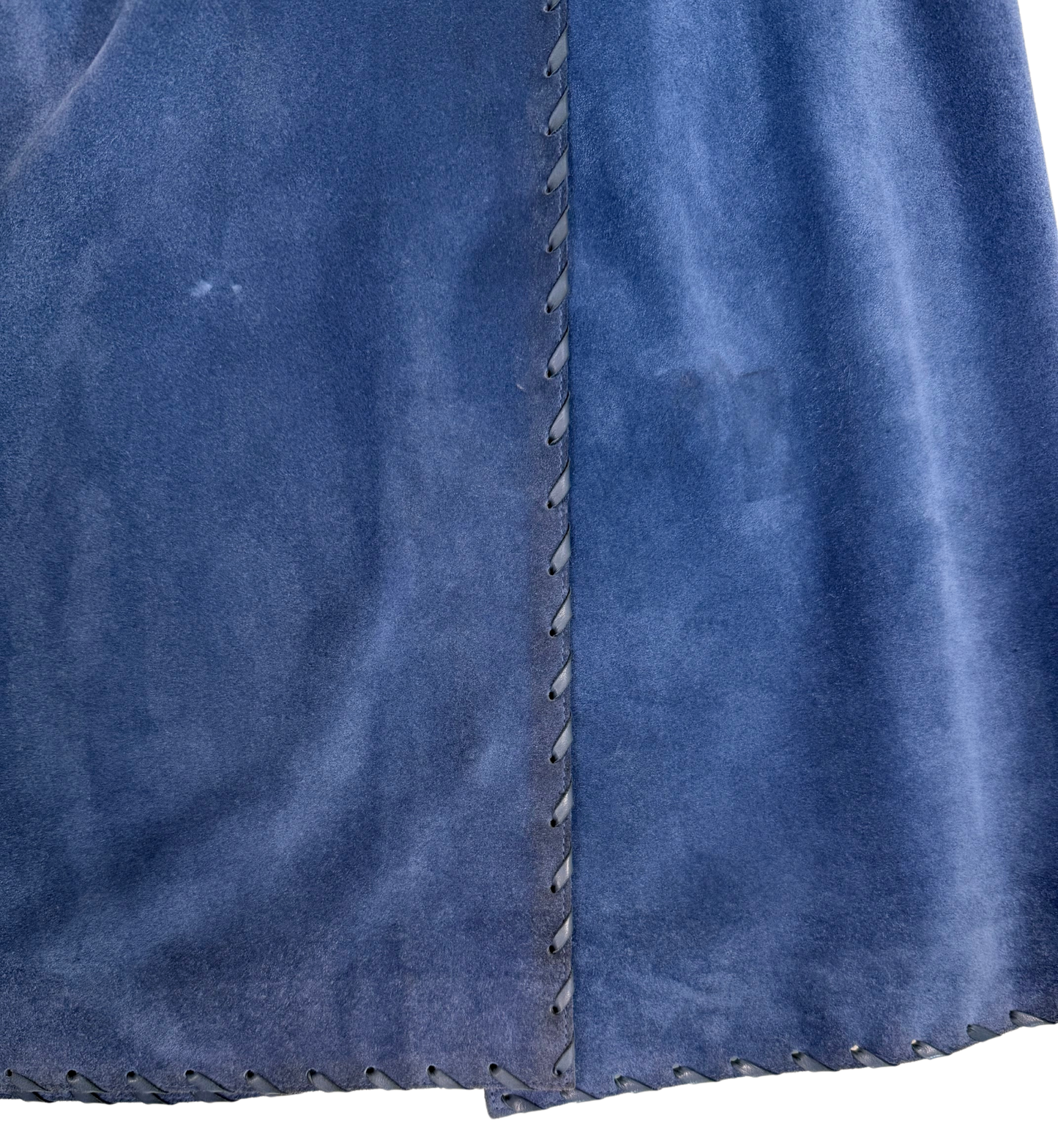 Saint Laurent Rive Gauche Vintage 1970's Blue Suede Leather Skirt