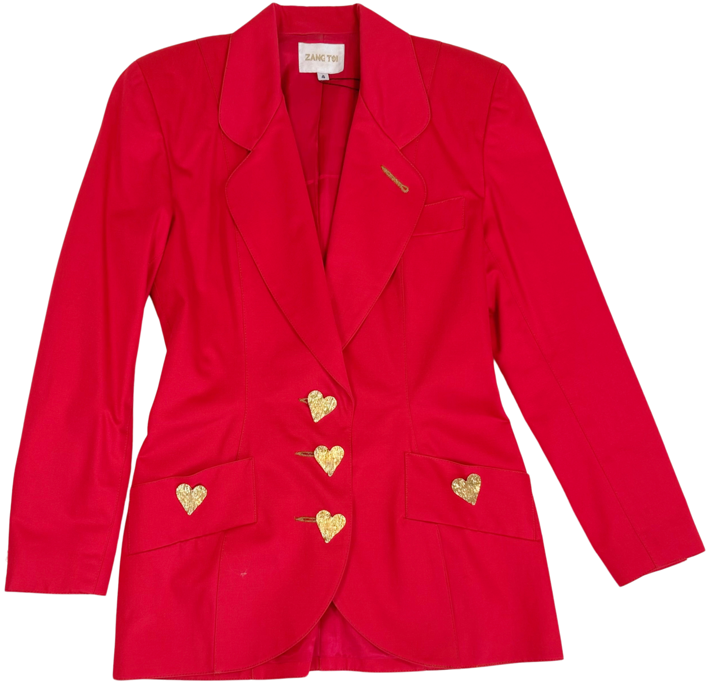 Zang Toi Vintage 90's Red Heart Button Skirt Suit