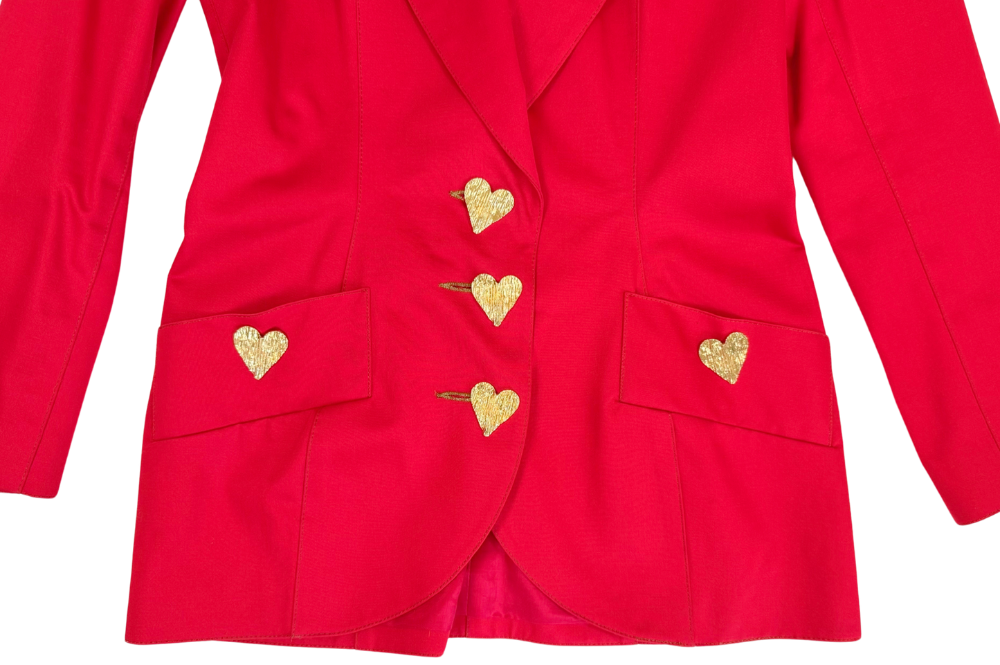 Zang Toi Vintage 90's Red Heart Button Skirt Suit