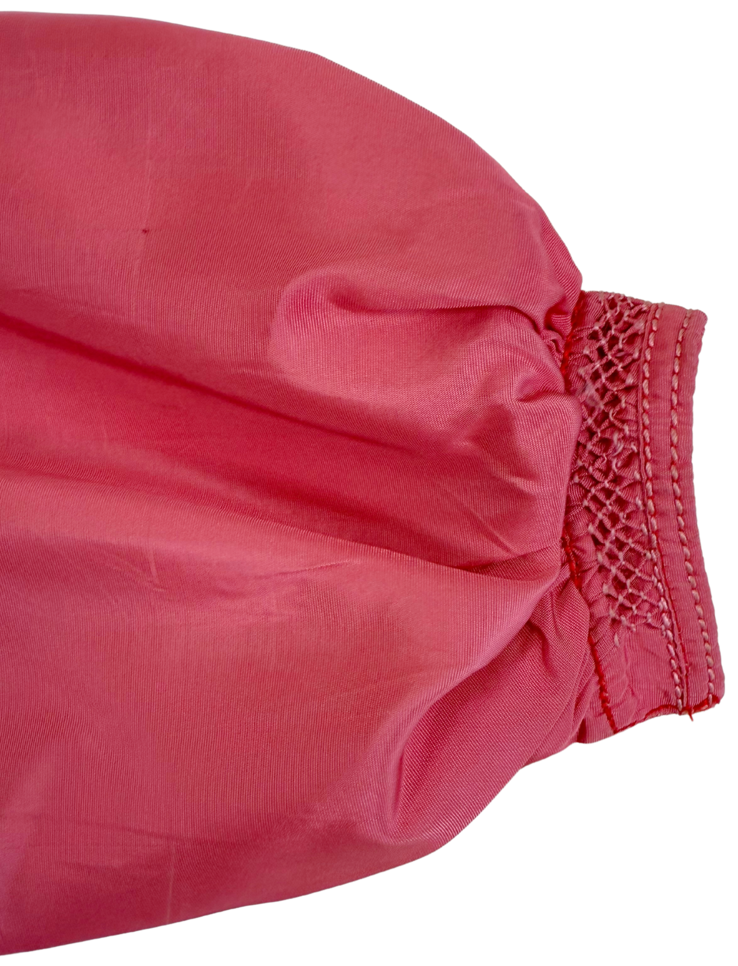 Antique Edwardian Pink Silk Embroidered Smocked Jacket, Circa 1910s