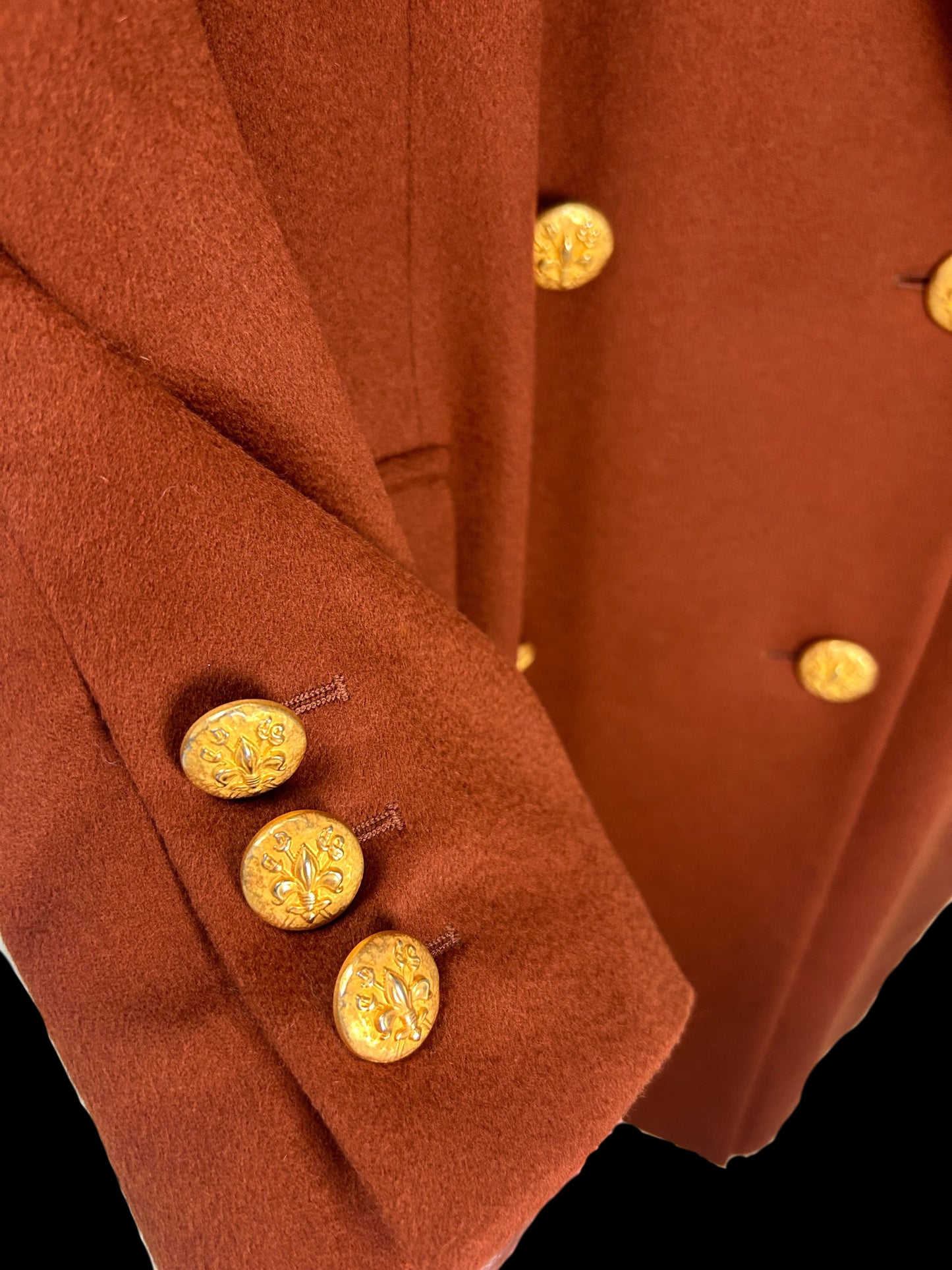 Vintage 1980s Escada by Margaretha Ley Rust Cashmere Double-Breasted Blazer