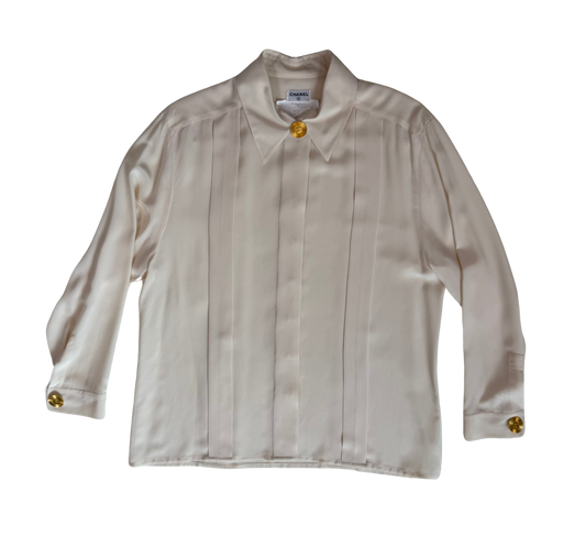 Chanel Vintage late 90's Cream Silk Blouse