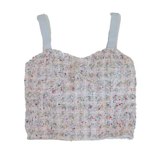 Chanel Ivory And Metallic Boucle Bustier