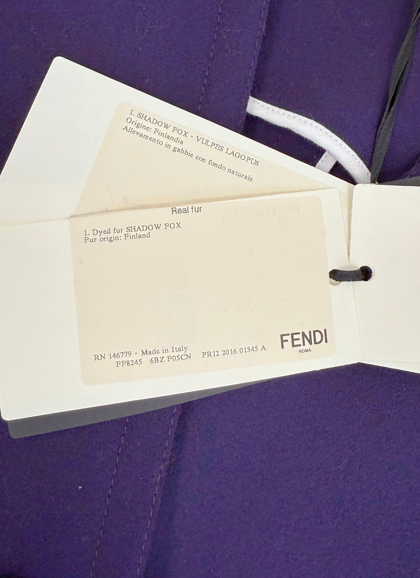 Fendi Fall/Winter 2016 Purple Wool Vest with Dyed Shadow Fox Fur Pockets – NWT