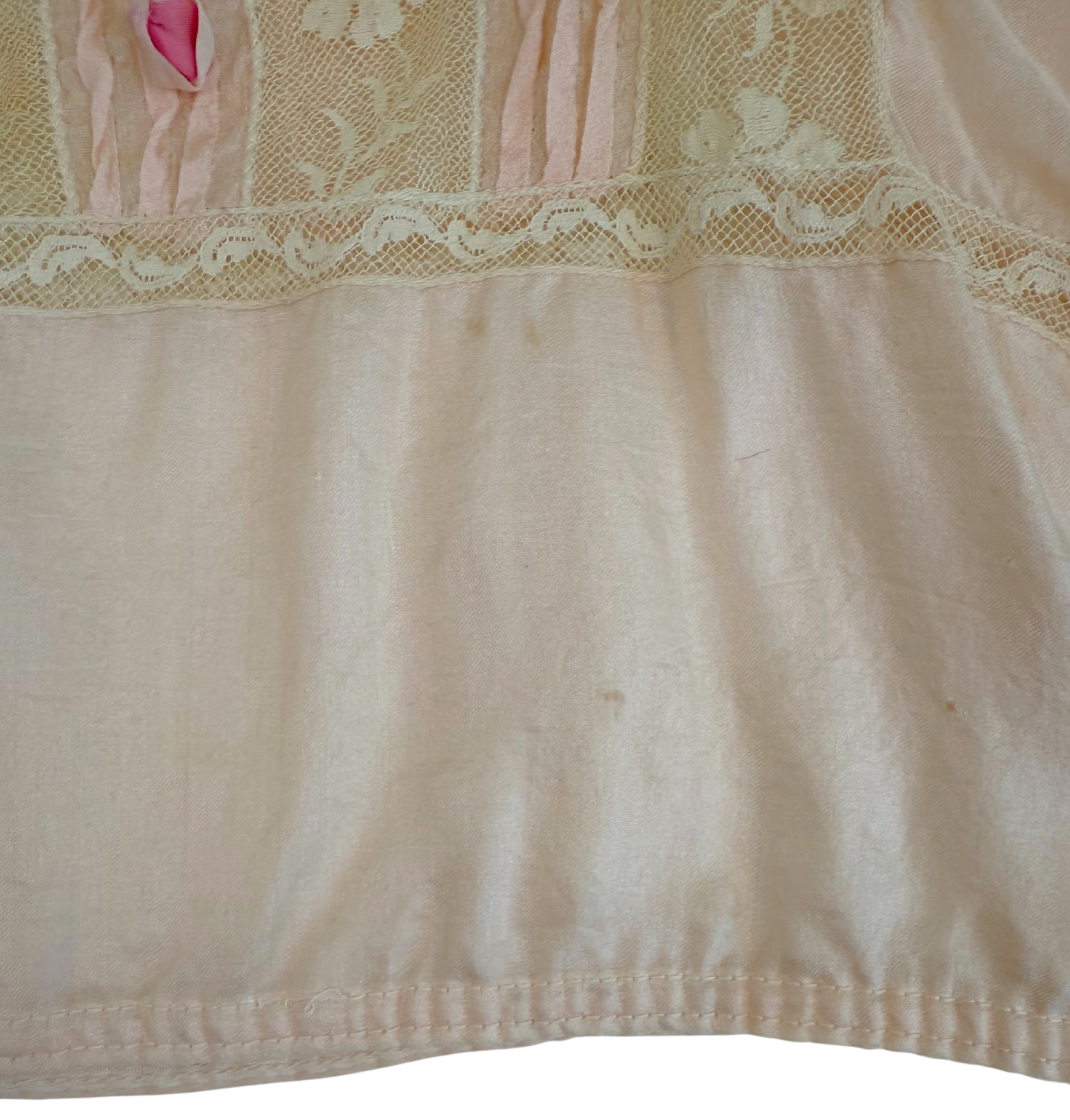 Antique Edwardian Pink Silk and Lace Camisole Top – 1910s Lingerie